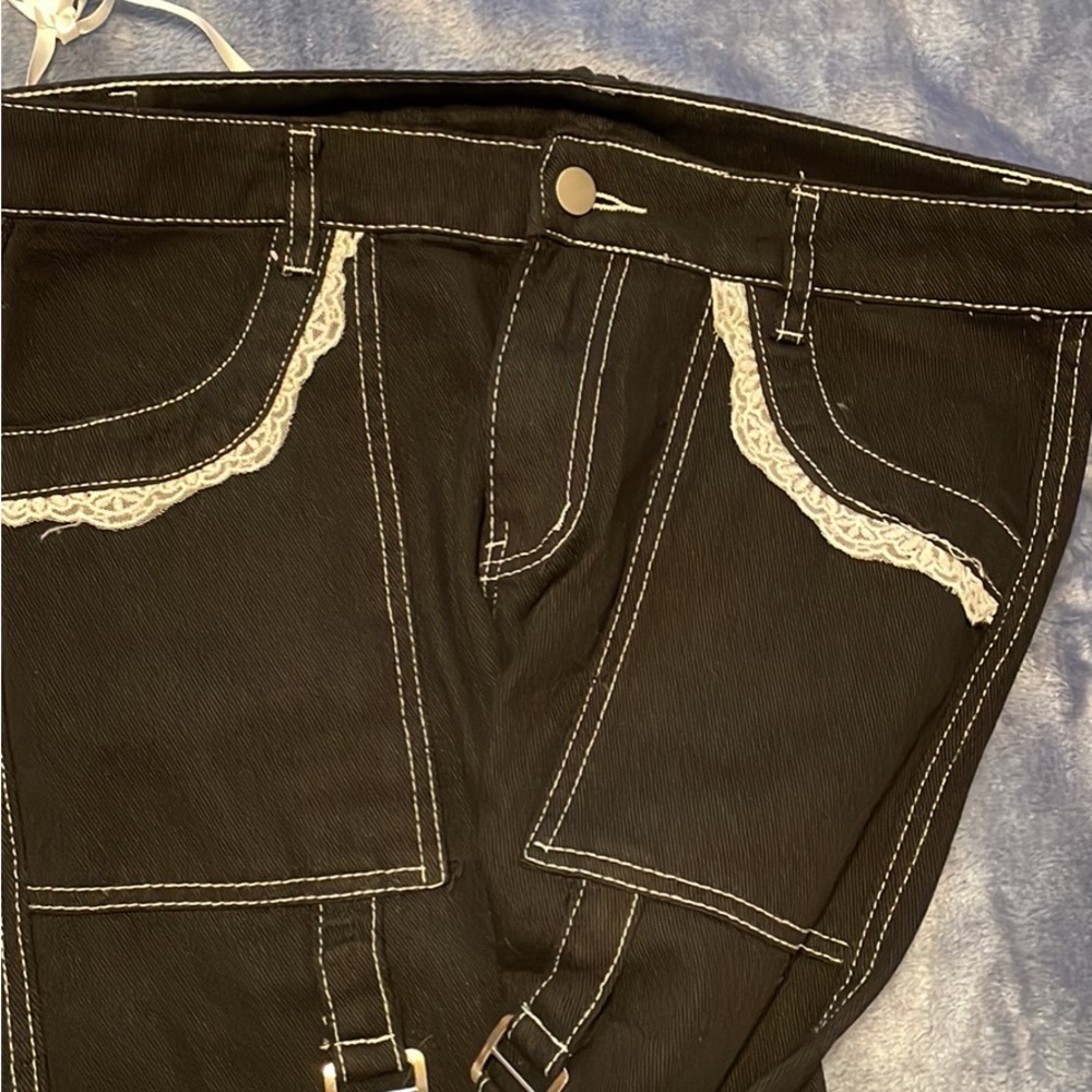 Black and white baggie jeans